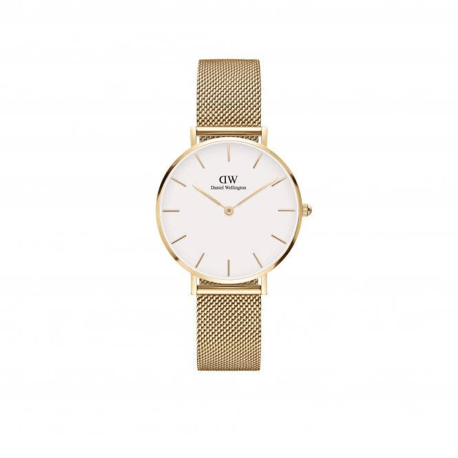 Daniel Wellington  Ladies Petite Evergold 32mm Gold Tone Stainless Steel Mesh Strap Watch 