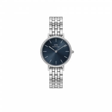 Daniel Wellington Ladies Petite Lumine Bezel 28mm Arctic Blue Dial Stainless Steel Watch