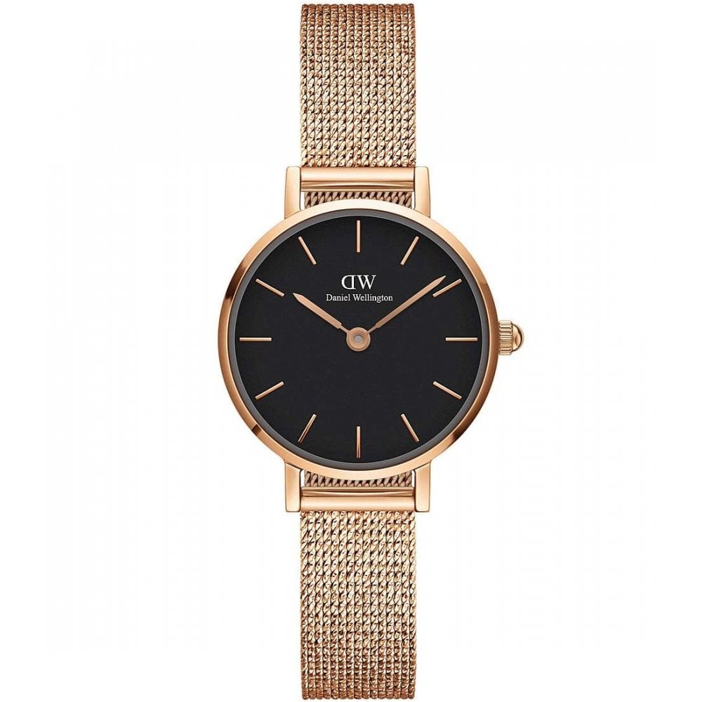 Daniel Wellington Women's Gold Petite Pressed Melrose 24Mm Rose Tone Stainless Steel Mesh Strap Watch Medium