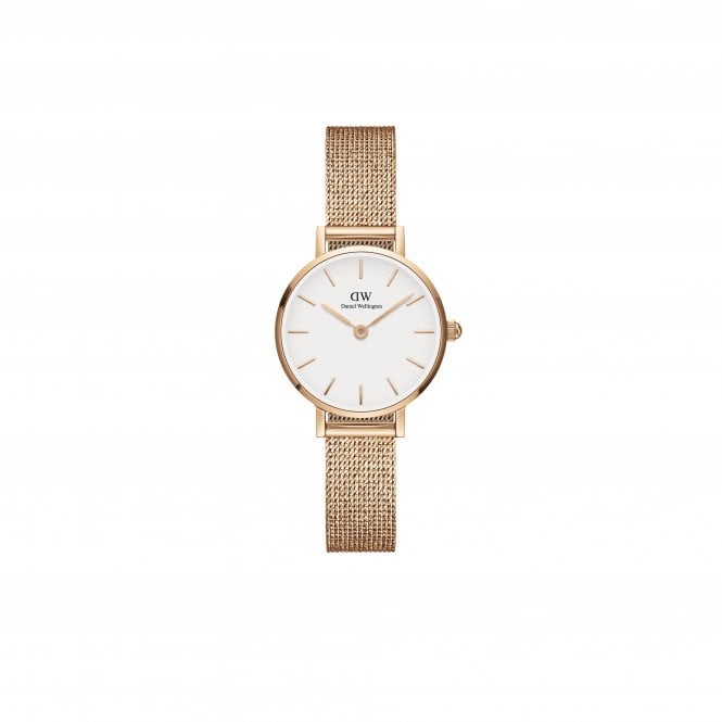 Daniel Wellington  Ladies Petite Pressed Melrose 24mm Rose Gold Tone Stainless Steel Mesh Strap Watch