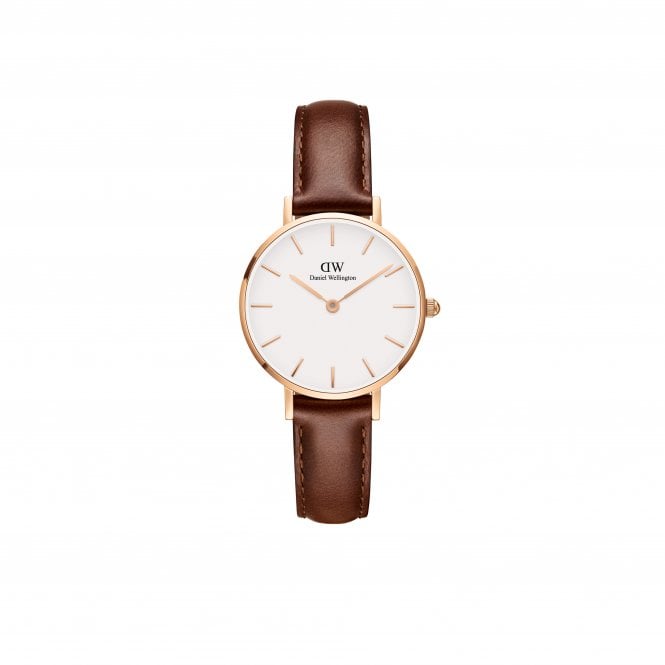 Daniel Wellington  Ladies Petite St Mawes 28mm Brown Leather Strap Watch