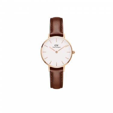 Daniel Wellington Ladies Petite St Mawes 28mm Brown Leather Strap Watch