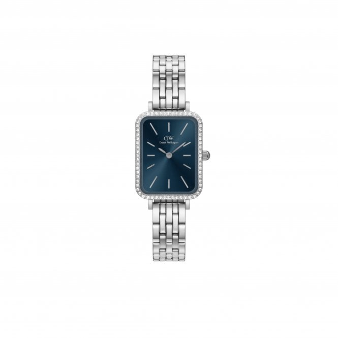 Daniel Wellington  Ladies Quadro Lumine Bezel Arctic Blue Dial Stainless Steel Watch 