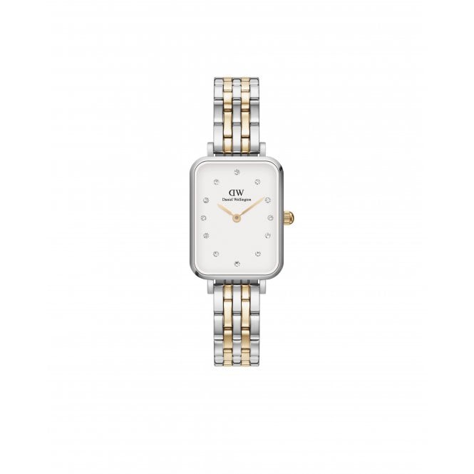 Daniel Wellington  Ladies Quadro Lumine White Dial Two Tone Stainless Steel Watch
