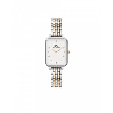 Daniel Wellington Ladies Quadro Lumine White Dial Two Tone Stainless Steel Watch