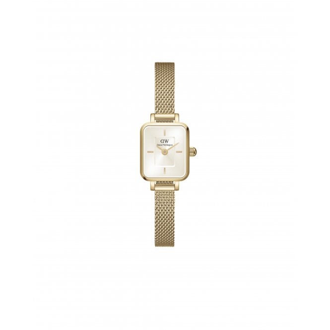Daniel Wellington  Ladies Quadro Mini Evergold Champagne Gold Tone Stainless Steel Mesh Strap Watch