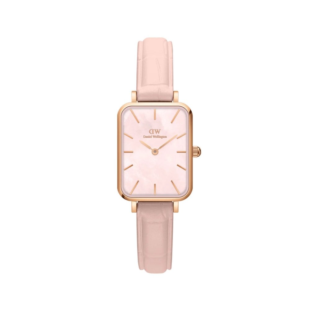 Daniel Wellington Women's Pink Quadro Pressed Rouge Leather Strap Watch Medium
