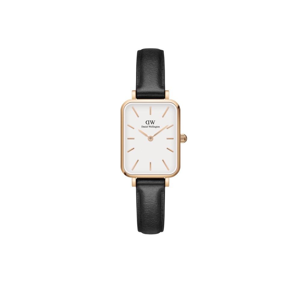 Daniel Wellington Women's Black Quadro Pressed Sheffield Leather Strap Watch Medium