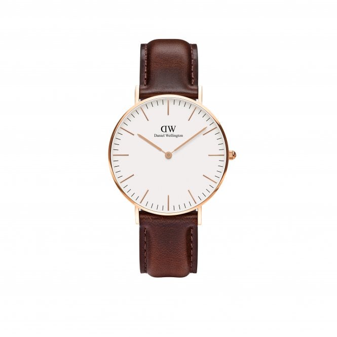 Daniel Wellington  Unisex Classic Bristol 36mm Brown Leather Strap Watch