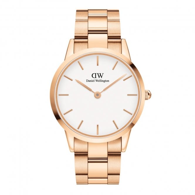 Daniel Wellington  Unisex Iconic Link 40mm Rose Gold Tone Stainless Steel Watch 