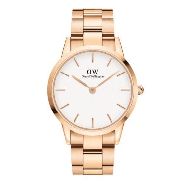 Daniel Wellington Unisex Iconic Link 40mm Rose Gold Tone Stainless Steel Watch 