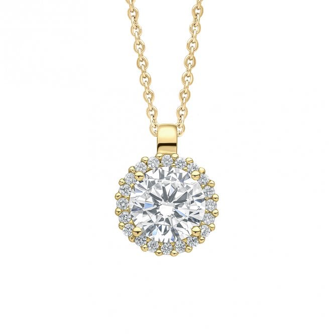 Diamonfire  CZ Halo Gold Tone Necklace 1.6 x 1.2cm, 42-48cm