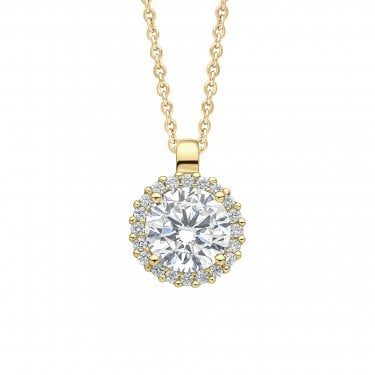 Diamonfire CZ Halo Gold Tone Necklace 1.6 x 1.2cm, 42-48cm