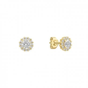 Diamonfire CZ Halo Gold Tone Stud Earrings 0.8 x 0.8cm