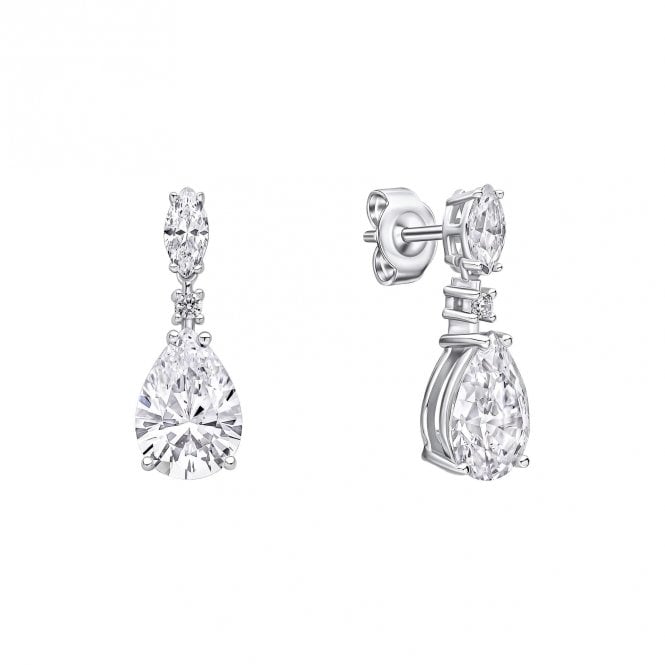 Diamonfire  CZ Teardrop & Marquise Drop Earrings 1.9 x 0.7cm 