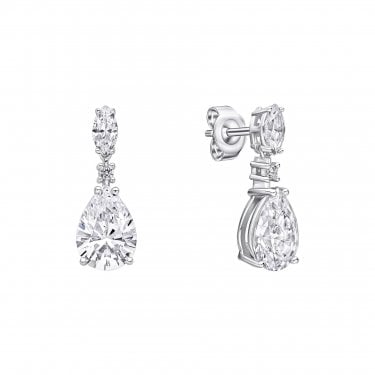 Diamonfire CZ Teardrop & Marquise Drop Earrings 1.9 x 0.7cm 
