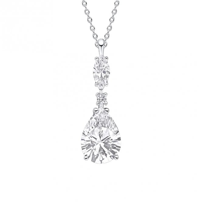 Diamonfire  CZ Teardrop & Marquise Drop Necklace 2.2 x 0.7cm, 42-48cm