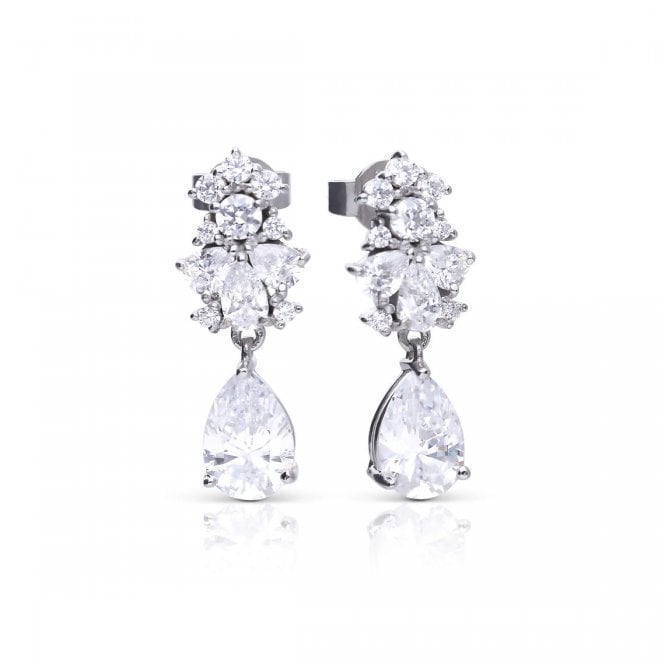 Diamonfire  Ornate Statement Teardrop Earrings 2.5 x 0.9cm