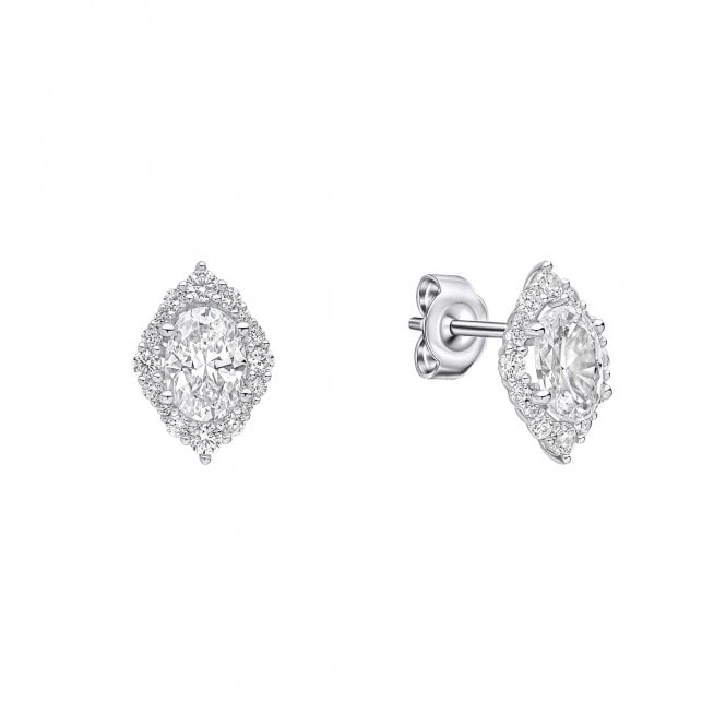 Diamonfire  Oval Cluster Stud Earrings 1.2 x 0.9cm