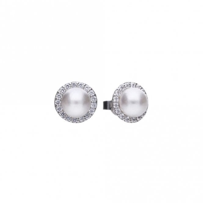 Diamonfire  Silver Pearl Round Earrings