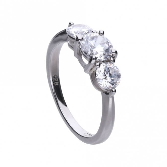 Diamonfire  Sterling Silver 1.5ct CZ 3 Stone Trilogy Ring