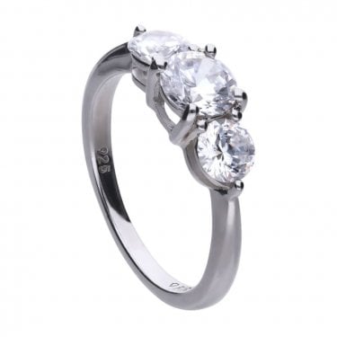 Diamonfire Sterling Silver 1.5ct CZ 3 Stone Trilogy Ring