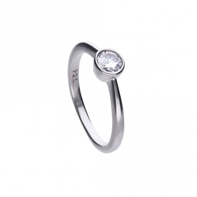 Diamonfire  Sterling Silver Bezel Set 0.50ct CZ Solitaire Ring