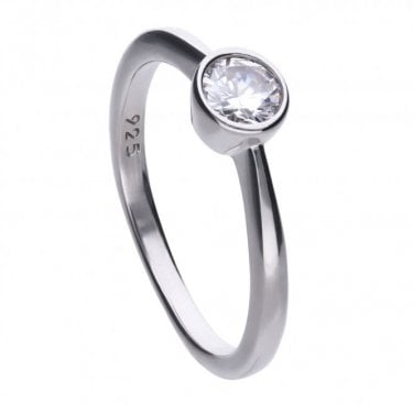 Diamonfire Sterling Silver Bezel Set 0.50ct CZ Solitaire Ring
