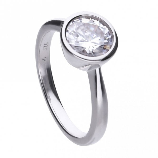 Diamonfire  Sterling Silver Bezel Set 2ct CZ Solitaire Ring