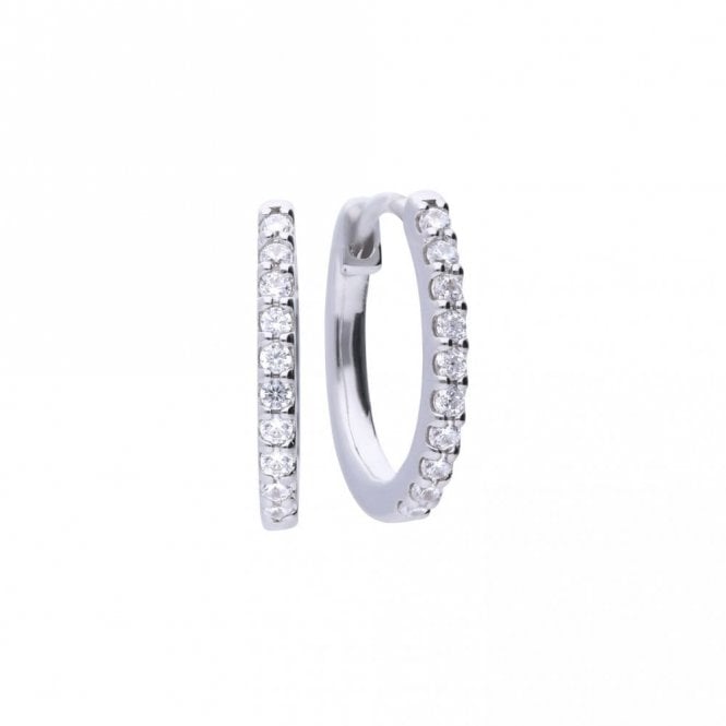 Diamonfire  Sterling Silver Classic Creole CZ Claw Set Hoop Earrings
