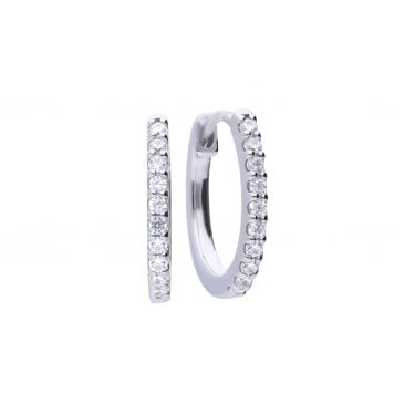 Diamonfire Sterling Silver Classic Creole CZ Claw Set Hoop Earrings