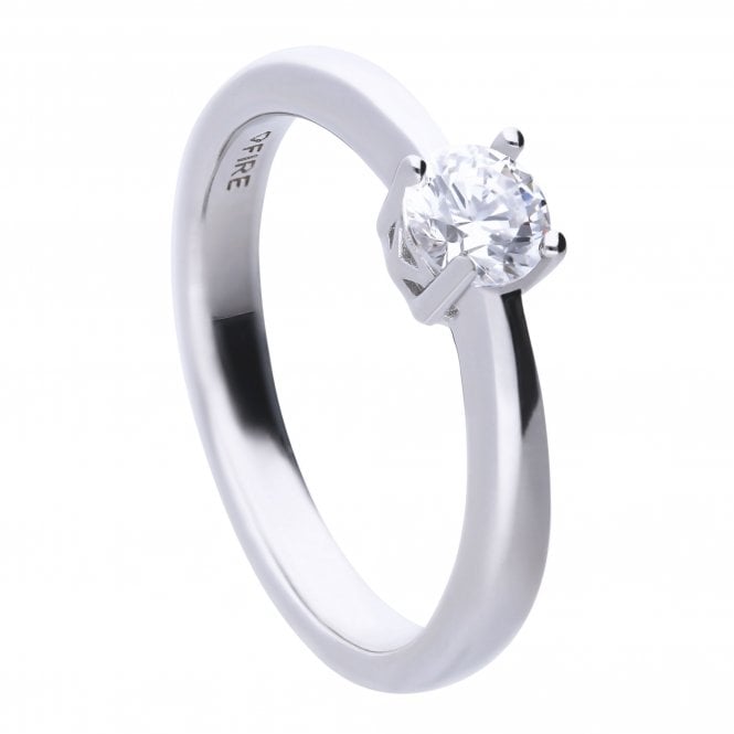 Diamonfire  Sterling Silver Claw Set 0.50ct CZ Solitaire Ring