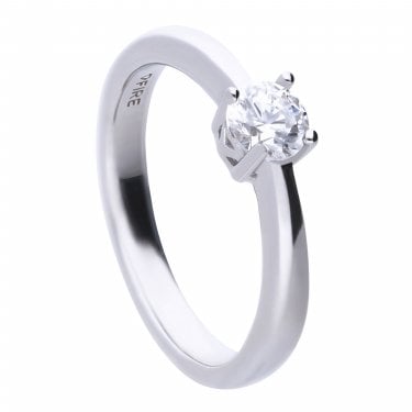 Diamonfire Sterling Silver Claw Set 0.50ct CZ Solitaire Ring