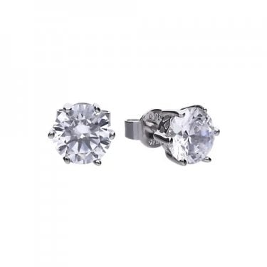 Diamonfire Sterling Silver Claw Set 3ct CZ Solitaire Earrings