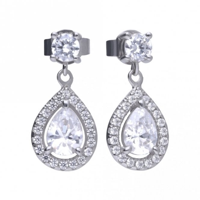 Diamonfire  Sterling Silver CZ Teardrop Earrings