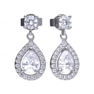 Diamonfire Sterling Silver CZ Teardrop Earrings