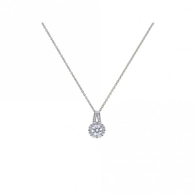 Diamonfire  Sterling Silver Flower Shaped 3.1ct CZ Cluster Necklace