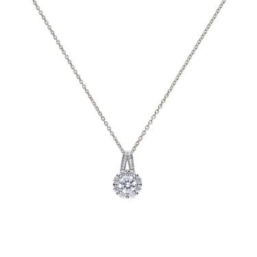 Diamonfire Sterling Silver Flower Shaped 3.1ct CZ Cluster Necklace