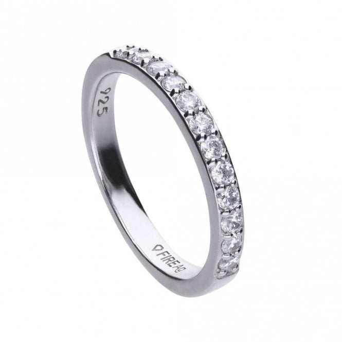 Diamonfire  Sterling Silver Half Claw Set Eternity Style CZ Ring