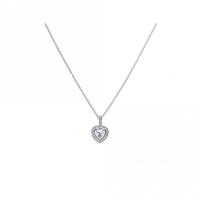 Diamonfire  Sterling Silver Heart CZ Pave Set Necklace
