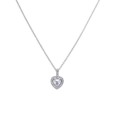 Diamonfire Sterling Silver Heart CZ Pave Set Necklace