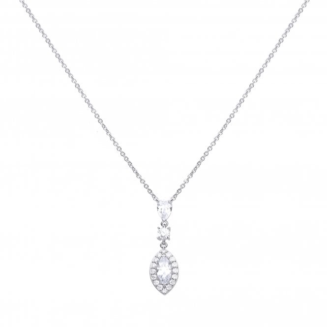 Diamonfire  Sterling Silver Marquise & CZ Necklace 40cm-45cm