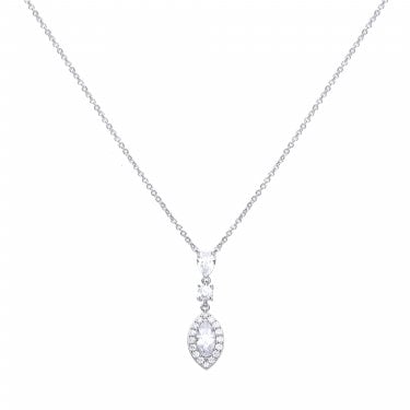 Diamonfire Sterling Silver Marquise & CZ Necklace 40cm-45cm