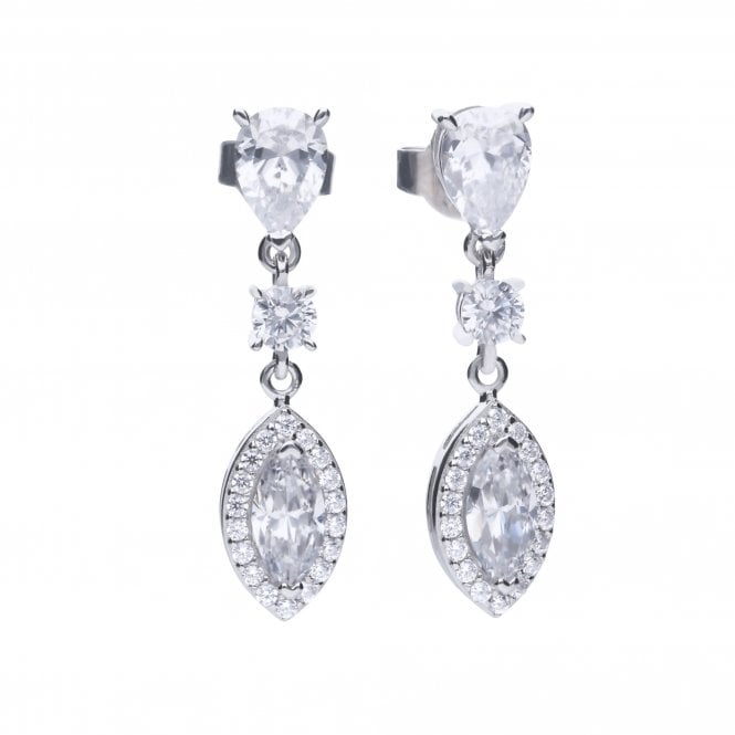 Diamonfire  Sterling Silver Marquise &  Pave CZ Drop Earrings