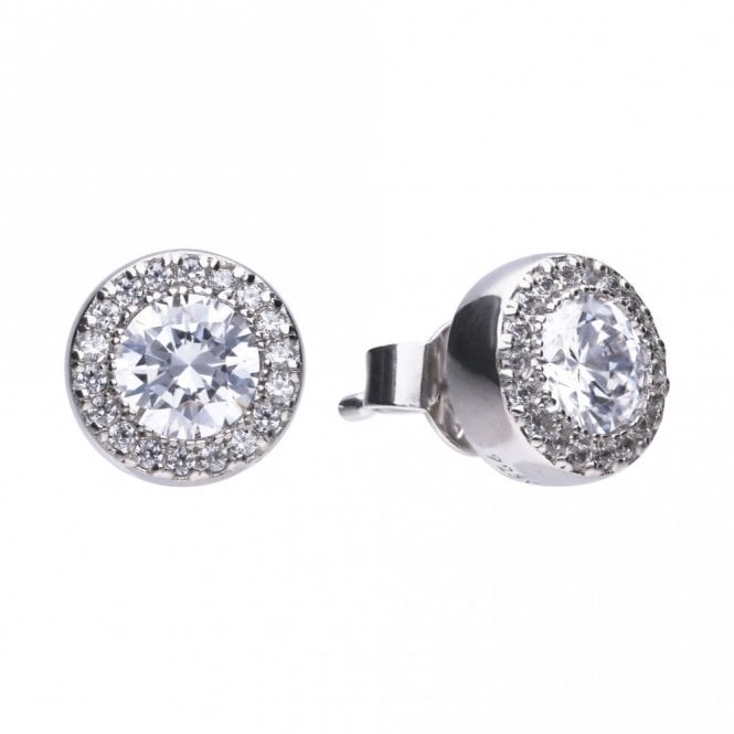 Diamonfire  Sterling Silver Round CZ Pave Set Stud Earrings