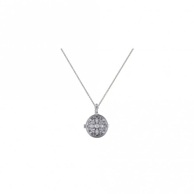 Diamonfire  Sterling Silver Round Filigree Locket Necklace