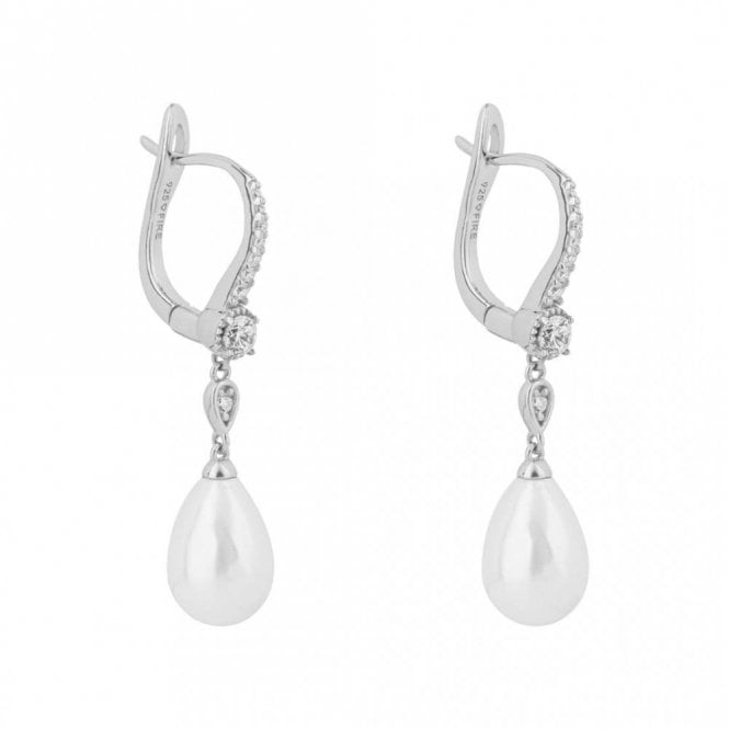 Diamonfire  Sterling Silver Shell Pearl & CZ Lever Hook Earrings