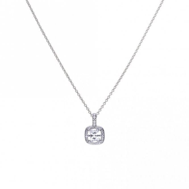 Diamonfire  Sterling Silver Square Solitaire and Pave Set 1.36ct CZ Necklace