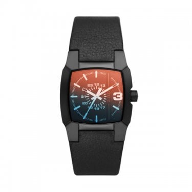 Diesel Gents Cliffhanger Black Leather Strap Watch