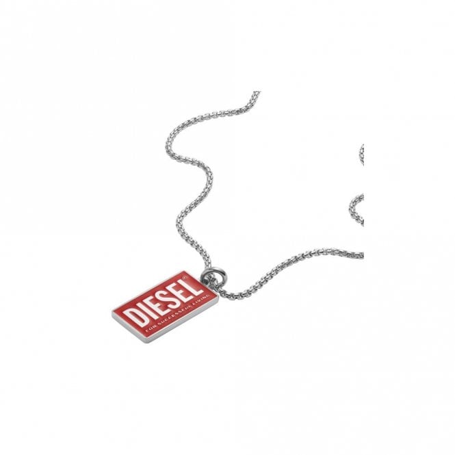 Diesel Jewellery Diesel Logo Dogtag Stainless Steel Necklace 22-24